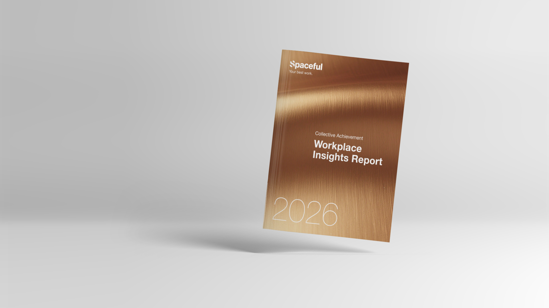 Workplace Insights Report 2026 featuring a metallic bronze cover floating against a clean light background.